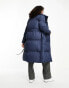 Threadbare Tall Treacle shawl collar oversized puffer coat in navy