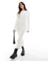 Vila super soft knitted midi dress with contrast edge in winter white