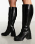 ASOS DESIGN Cascade leather knee boots in black