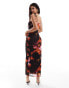 Miss Selfridge mesh floral tie shoulder maxi dress