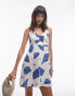 Topshop halter neck mini dress in blue shell print