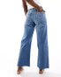 Mango wide leg jeans in mid blue