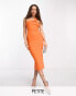 Forever New Petite one shoulder midi dress in tangerine