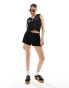 Juicy Couture diamante velour tracksuit shorts co-ord in black