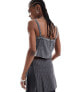 Reclaimed Vintage cami top with embroidery in grey