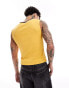 COLLUSION Football vest top in yellow with Paris print