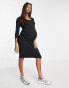 Mamalicious cotton 3/4 sleeve dress in black - BLACK