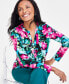 Petite Printed Zip-Pocket Long-Sleeve Top, Created for Macy's