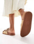 New Look double strap sandal with raffia in tan