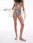 Topshop double strap bikini top in mono animal print