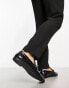 ASOS DESIGN loafers in black faux croc with gold snaffle