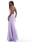 True Violet satin one shoulder slip maxi dress in lilac