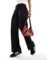 Bershka wide leg tailored trousers in black