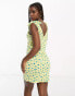 JDY exclusive tie shoulder mini dress in yellow & blue floral