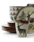 Majestic Elk 16 Piece Luxurious Stoneware Dinnerware Set