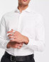 ASOS DESIGN Premium easy iron slim fit twill shirt with cutaway collar in white