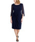 Petite Chiffon Cape-Sleeve Sheath Dress