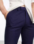 ASOS DESIGN smart skinny linen mix trousers in navy