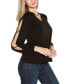 Black Label Women’s Split-Sleeve Chain-Neck Keyhole Top