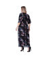 Plus Size V-Neck Print Kimono Wrap Maxi Dress