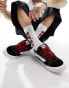 Vans Knu Skool trainers with red interest laces in black and white