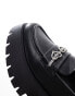 Daisy Street chunky loafers with heart chain in black