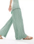 4th & Reckless Tall exclusive pleated wide leg trousers co-ord in sage