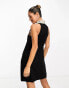 & Other Stories sleeveless mini dress with faux pearl embellished neckline in black