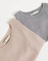 Pull&Bear 2 pack ribbed baby tee in beige & charcoal