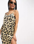 Heartbreak Petite satin cami midi dress with side split in leopard print