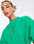 ASOS DESIGN angel sleeve keyhole front midi shift dress in pop green