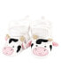 Baby Girls Cozy Fleece Booties, Cow Pig, 0-6 Months