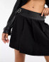 Missyempire pleated mini skirt with leather look detail co-ord in black