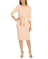 Women's Tie-Front 3/4-Sleeve Crepe Knit Dress