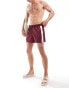 ASOS DESIGN short length swim shorts with contrast side panels in burgundy