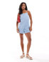 Vero Moda Petite square neck chambray playsuit in light blue denim