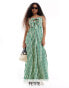 ONLY Petite gingahm maxi dress in green