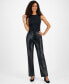 Petite Faux-Leather Pull-On Pants