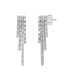 Sterling Silver White Gold Plated with White Cubic Zirconia Graduated Fringe Dangle Earrings