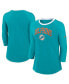 Women's Aqua Miami Dolphins Raglan 3/4 Sleeve T-Shirt