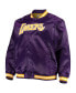 Men's Purple Los Angeles Lakers Big and Tall Hardwood Classics Raglan Satin Full-Snap Jacket