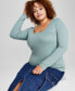 Trendy Plus Size Scoop-Neck Long-Sleeve Jersey Top, Created for Macy's