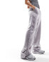 Reclaimed Vintage satin pull on trouser in silver