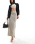 New Look slinky midi skirt in beige