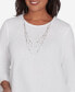 Petite Worth Avenue Crew Neck Textured Necklace Top