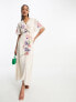 Hope & Ivy embroidered floral maxi dress in ivory