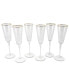 Square Shaped Rim Hammered Flute Glasses, Set of 6