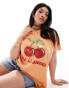 Yours cherry t-shirt in coral