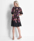 Women's Floral Tie-Waist Balloon-Sleeve Dress