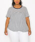 Plus Size Contrast Binding Scoop Neck Short Sleeve Top